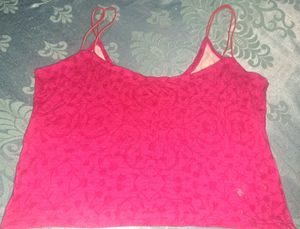 Embellished Pink Spaghetti Strap Top