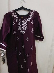Embroidered Maroon Kurta