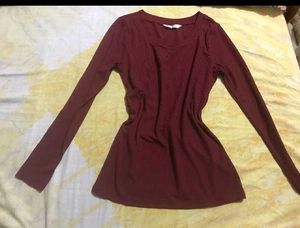 Burgundy Long Sleeve V-Neck Top