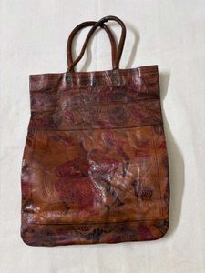 Unique Embossed Leather Tote Bag