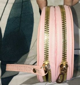 Cute Pink Floral Wallet with Wrist Strap
