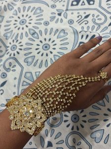 Sparkling Hand Harness Bracelet Along With Ring