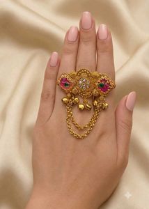 Exquisite Gold Toned Ring with Bells