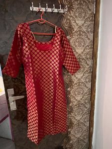 Elegant Red Brocade Blouse