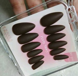 Matte Brown Almond Press-On Nails