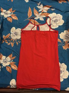 Red Nightdress with Plaid Detail