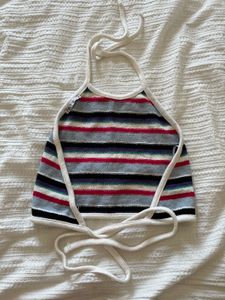 Zara brand new Striped Halter Neck Crop Top