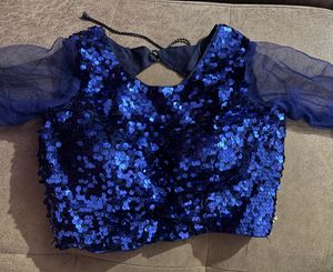 Sparkling Blue Sequin Blouse