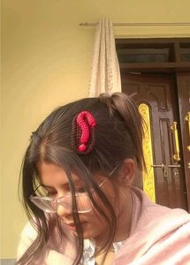 crochet angry and Question Mark Hair Clip