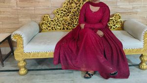Maroon Embroidered Kurta Set