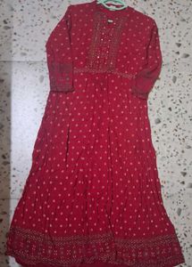 Elegant Red Printed Anarkali Kurta