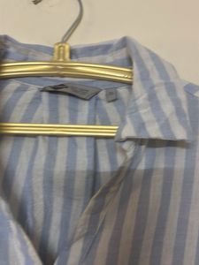Blue Striped Button-Up Shirt