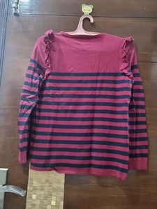 Striped Ruffle Sleeve Top