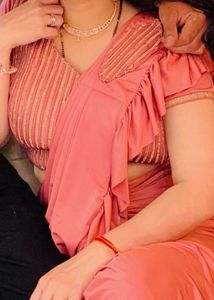 Peach Ruffle Saree