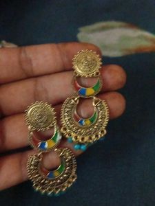 Boho Ethnic Multi-Color Jhumka Earrings