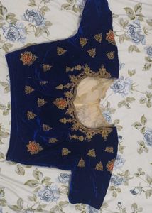 Blue Velvet Embroidered Lehenga Skirt