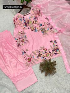 Pink Embroidered Farshi Salwar Suit Set