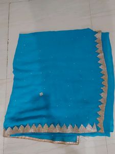 Blue Colour Georgette Stone Work Lace