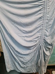 Light Blue Ruched Midi Skirt