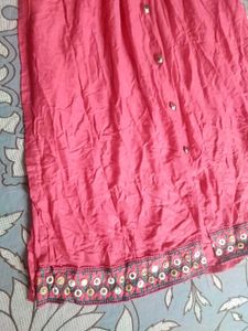 Pink Mirror Work Kurta