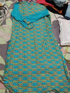 BIBA Teal Embroidered Kurta