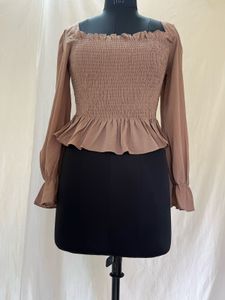 Smocked  Top with Square Neck