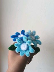 Handmade Blue Pipe Cleaner Flower Bouquet