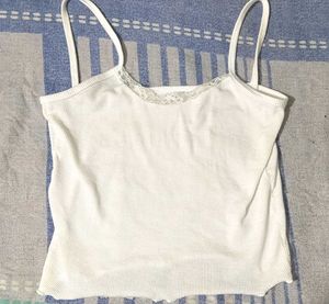 White Lace Trim Cami Top