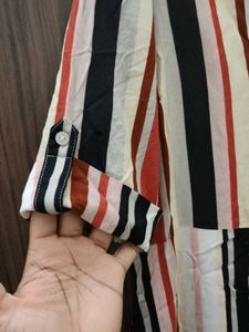 Striped Button-Down Tunic Top