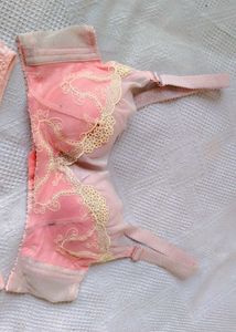 Pink Floral Lace Bra
