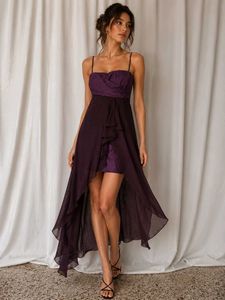 Elegant Purple High-Low Dress