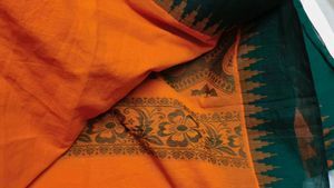 Vibrant Orange &amp; Green Saree