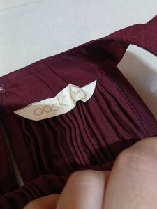 Maroon Pleated Halter Dress