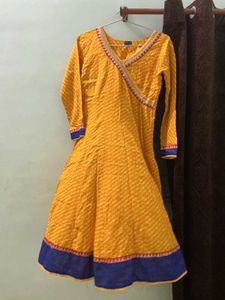 Yellow Printed anarkali