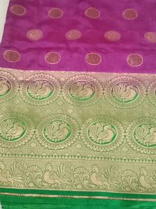 Elegant Purple &amp; Green Silk Saree