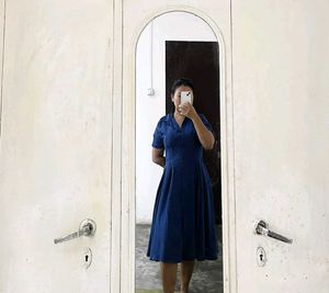 Chic Blue Denim Midi Dress