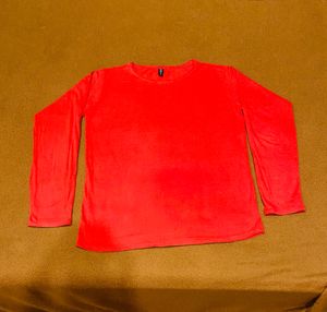 Men Solid Round Neck Poly Cotton Red T-Shirt