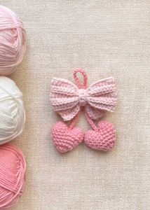 Cute Crochet Bow Keychain with Pearls🥰