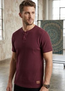 Men's Burgundy Henley Shirt