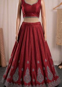 Deep Red Beautiful 😍 embroidery Lahnga Choli