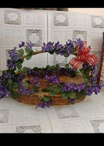8. Wicker Basket with Purple Flowers
