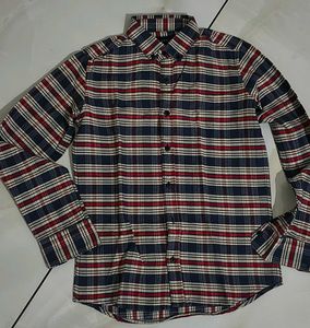 SKATES Plaid Flannel Shirt – XS – Red, Navy, Cream