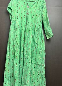 Green Printed Anarkali Kurta