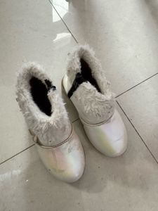 White Fur Lined Heels