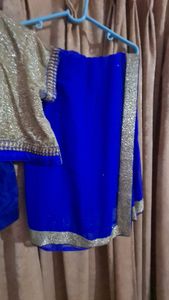 Chiffon Royal blue saree