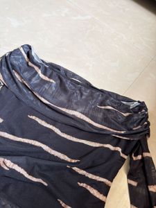 Sheer Zebra Print Off-Shoulder Top