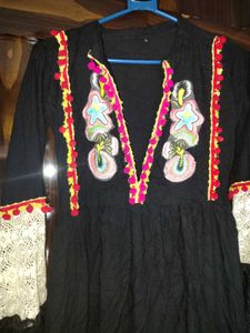 Embellished Black Kurta Set