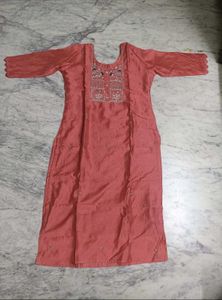 Elegant Peach Embroidered Kurta