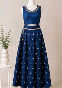 Elegant Blue Embroidered Lehenga Choli Set