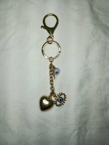 y2k Gold Heart &amp; Evil Eye jeans hanging chain